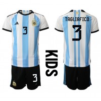 Argentinien Nicolas Tagliafico #3 Heimtrikotsatz Kinder WM 2022 Kurzarm (+ Kurze Hosen)